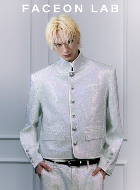 【刘宪华同款】FACEONLAB品牌闪钻夹克礼服主持人舞台演出男装