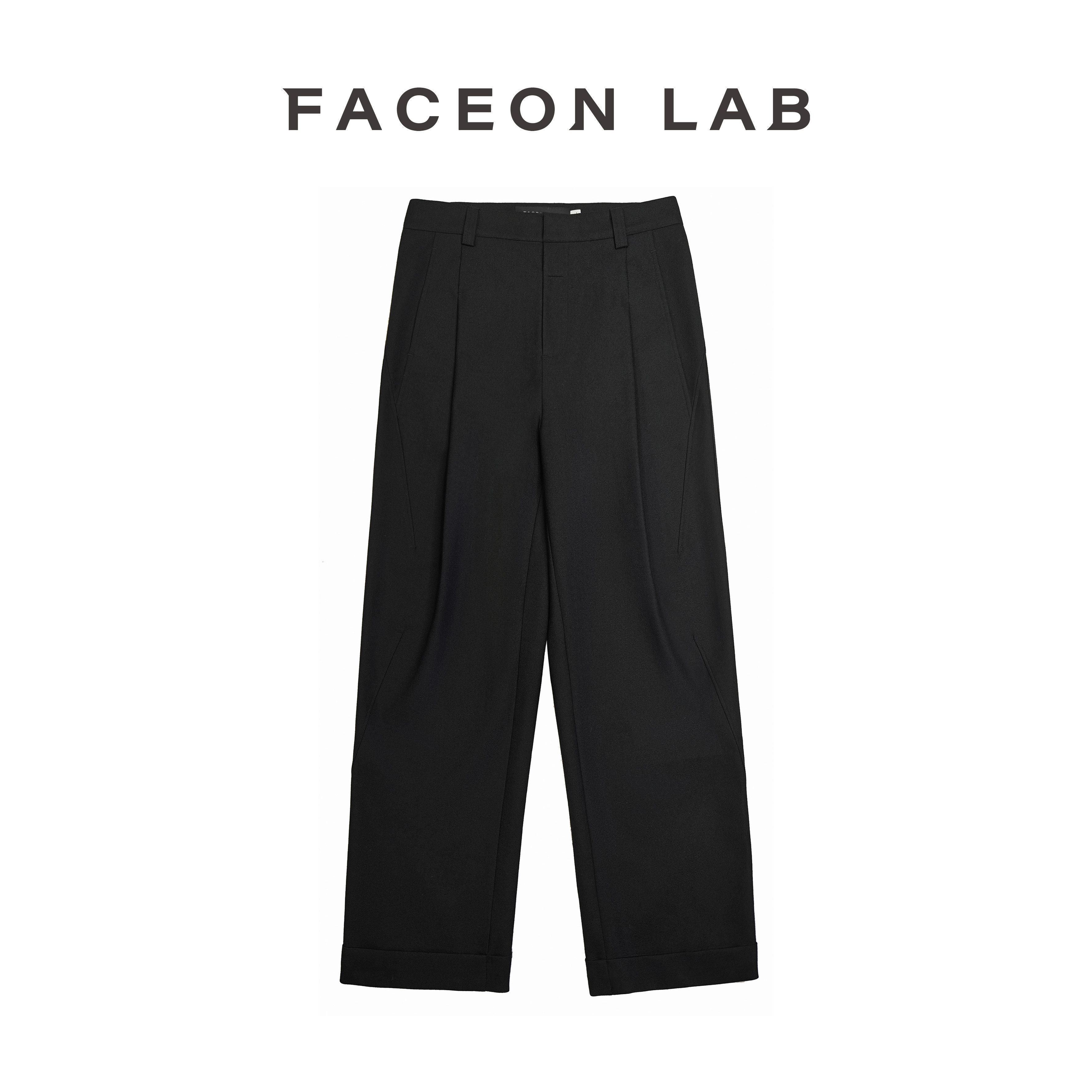 FACEONLAB王权西裤黑色直筒羊毛高级正装设计师明星同款西装长裤