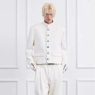 【早安同款】FACEONLAB月光白制服夹克设计师明星同款白色立领