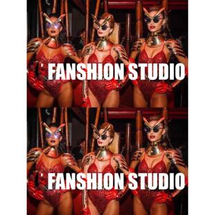 莎莎家跨年圣诞红色神奇女侠系列gogo演出服女气氛巡场舞蹈队服装