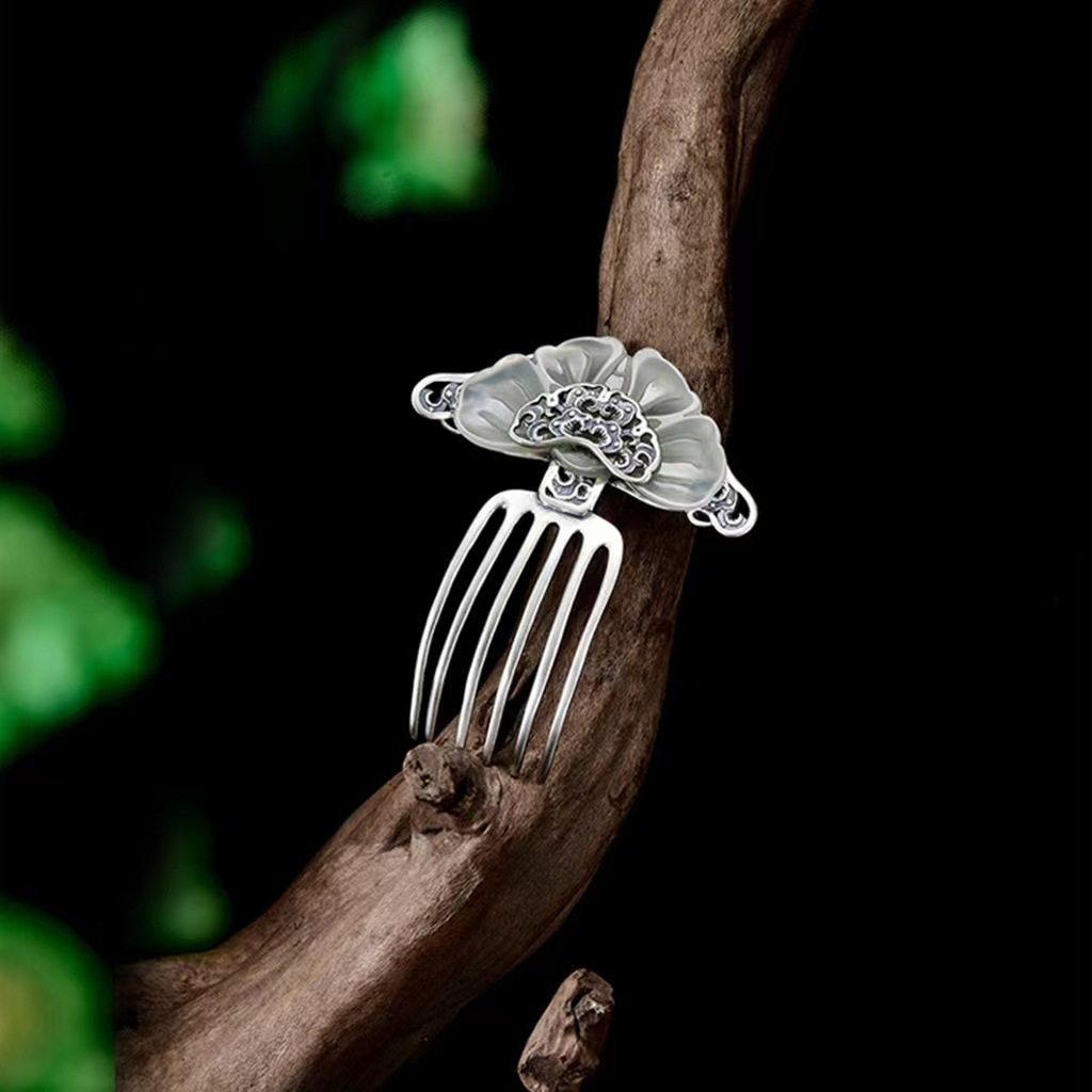 《庄周梦蝶》宽版发簪S925银复古民族古风古装汉服盘发簪子发饰