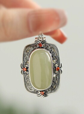 s925银青云直上旦形香囊吊坠