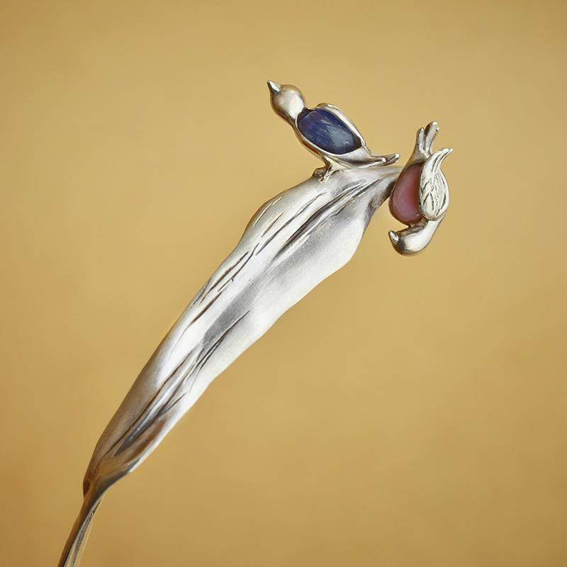 长相忆-古典簪子石粉欧泊水鸟民族风发簪典雅女个性步摇