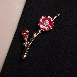 梅花胸针女旗袍压襟别针珐琅毛衣大衣百搭轻奢高级复古胸花 新中式