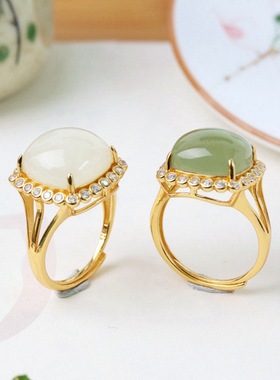 三生三世和田玉纯银闺蜜高级感配饰方形戒指轻奢小众女二人款精致