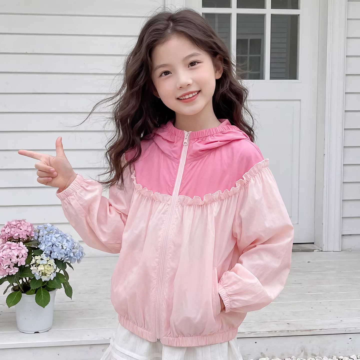 DWDZ女童花边防晒衣2026新款儿童冰感长袖上衣女大童韩系夏装