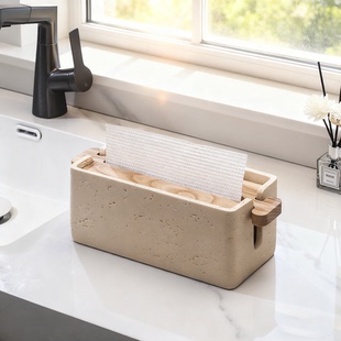 侘寂风高颜值擦手纸巾盒洗手台擦手纸盒桌面抽纸盒卫生间干手纸盒