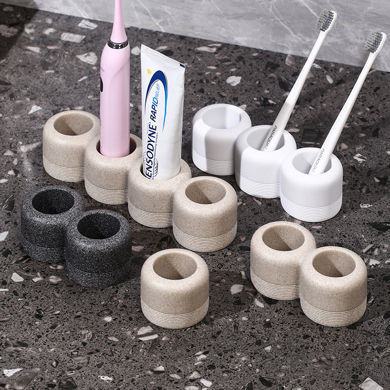 牙刷牙膏座托电动牙刷置物架台面牙具底座高级感牙刷座牙膏收纳架