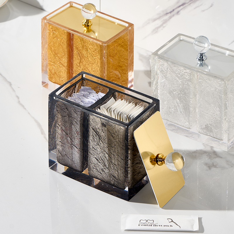 轻奢简约风棉签牙签一体收纳盒