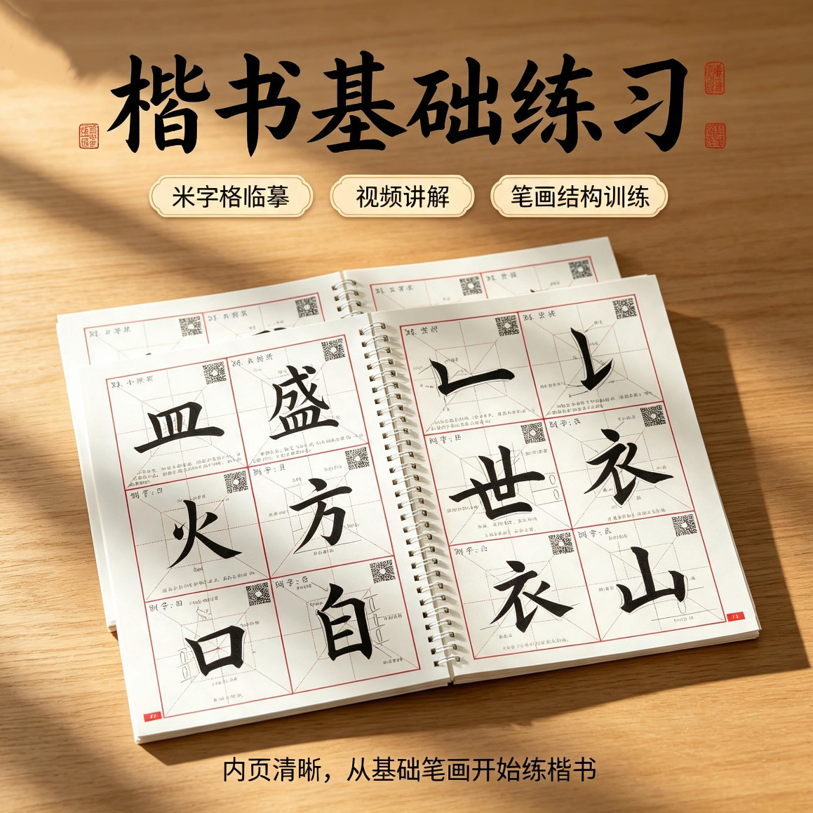 书法零基础入门字帖楷书基本笔画偏旁部首结构92法近距离临摹教程