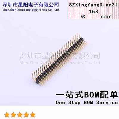 X4621WR-2x25I-C28D40 2mm 2x25P弯插 方针 排数 双排 总PIN位数5