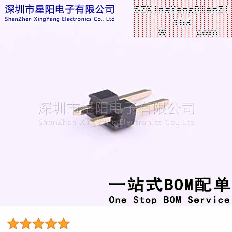 X6511WV-02H-C60D30 (20Pcs)2.54mm 1x2P直插 方针 镀金足1U排数