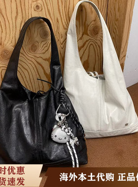 【韩国正品】depound小众托特包绑带蝴蝶结真皮大容量手提 单肩包