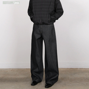 【赤耳丹宁还原】冈山窄幅原牛宽松微喇牛仔裤活性染A字廓形长裤