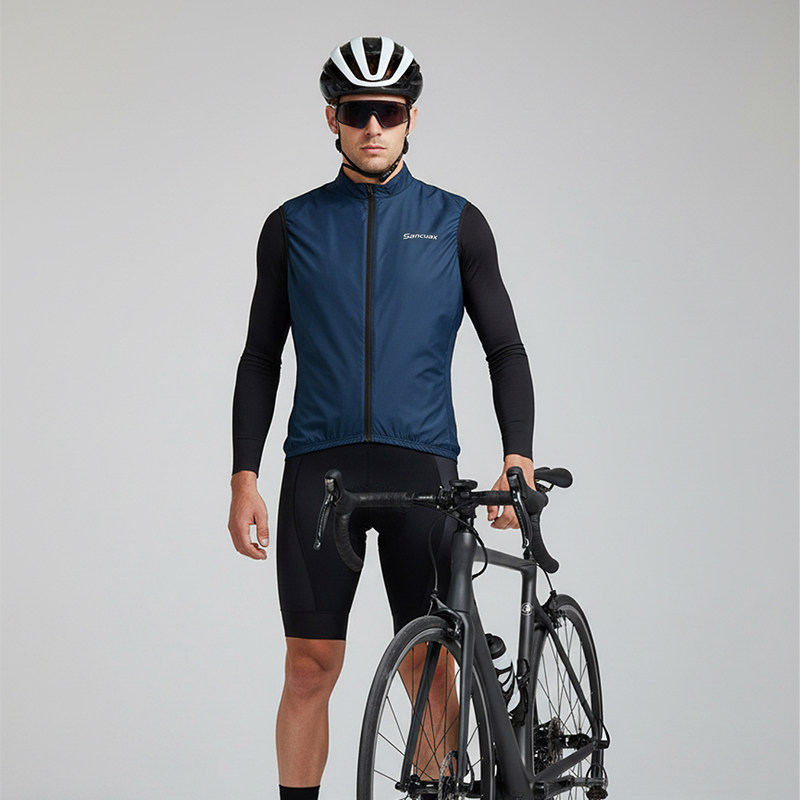 夏季自行车防风马甲公路自行车防风面料侧面透气骑行服马甲
