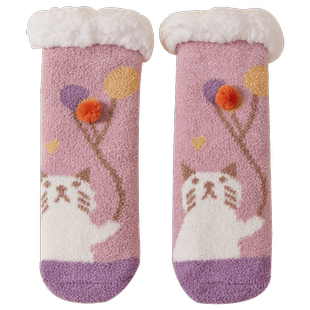 超厚羊羔绒袜子儿童地板袜冬季加厚男女童加绒保暖小孩特厚睡眠袜