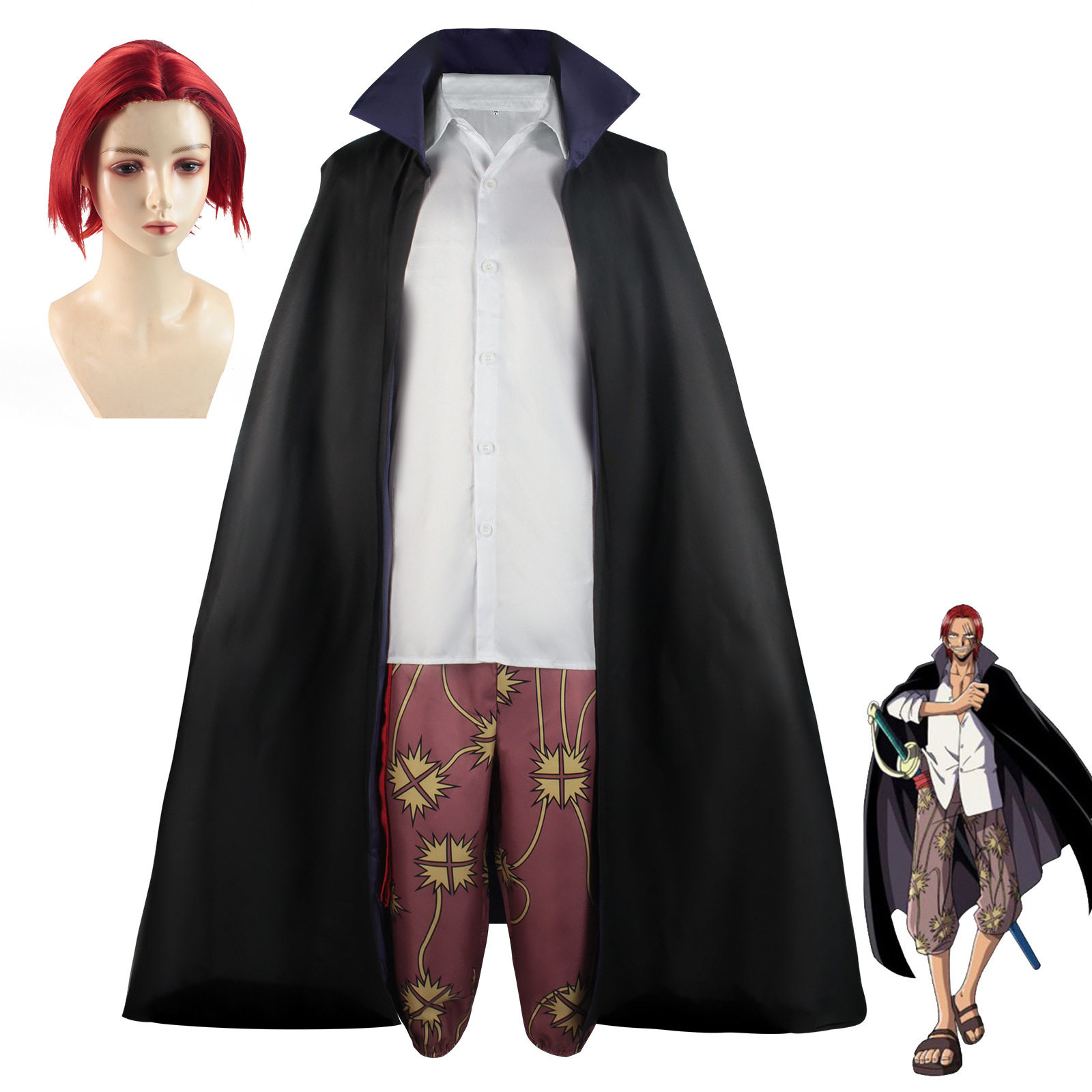 红发香克斯cos服 香克斯特拉法尔加罗衬衣cosplay服装图片