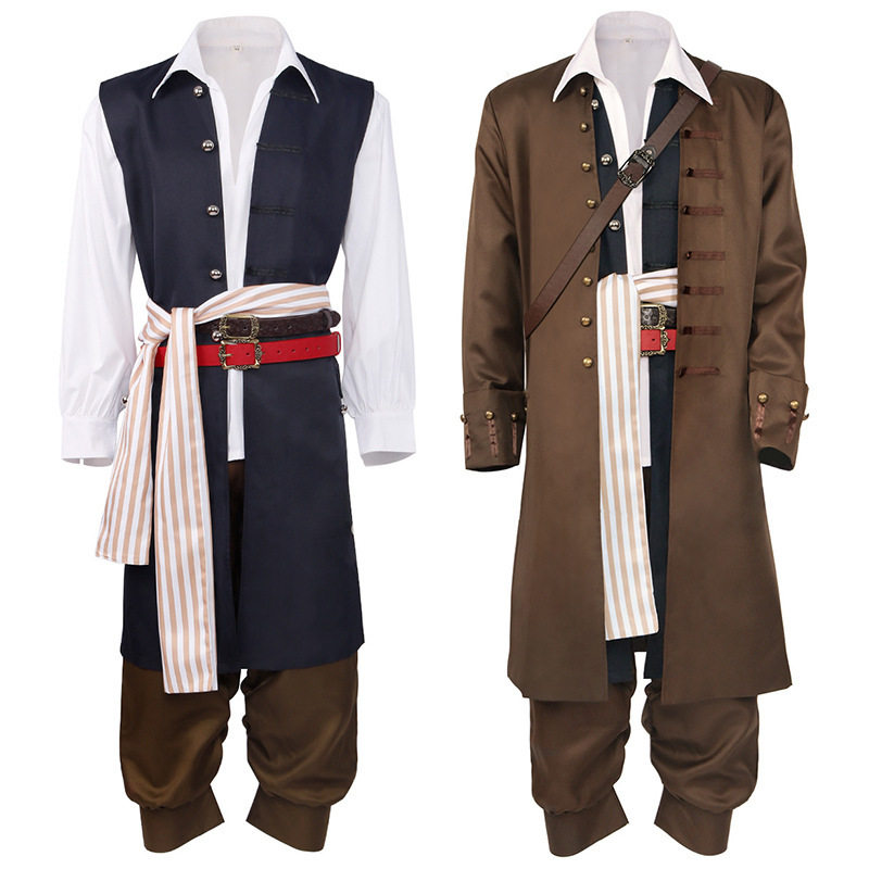 万圣狂欢节电影加勒比海盗 杰克船长 舞台服表演服cosplay男服装