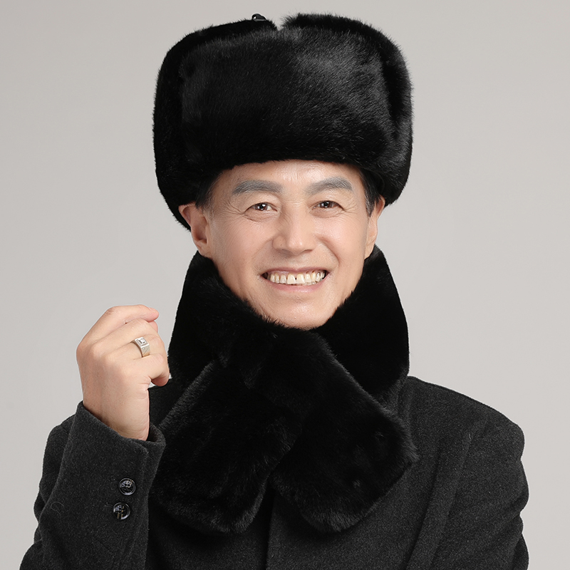 加绒加厚男士保暖老年雷锋帽冬季