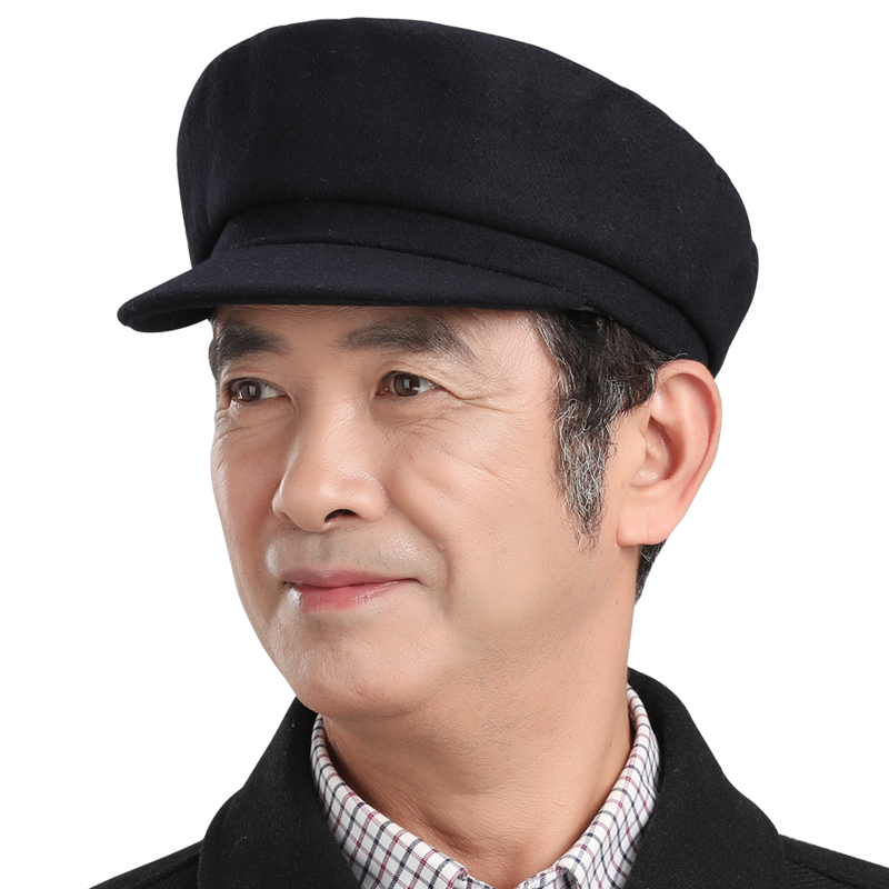 中老年人帽子男士秋冬季爸爸老头平顶帽鸭舌帽春秋老人爷爷中山帽