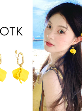 绝美黄色花瓣蚊香盘耳夹女富家千金高级感无耳洞耳环2025新款耳饰
