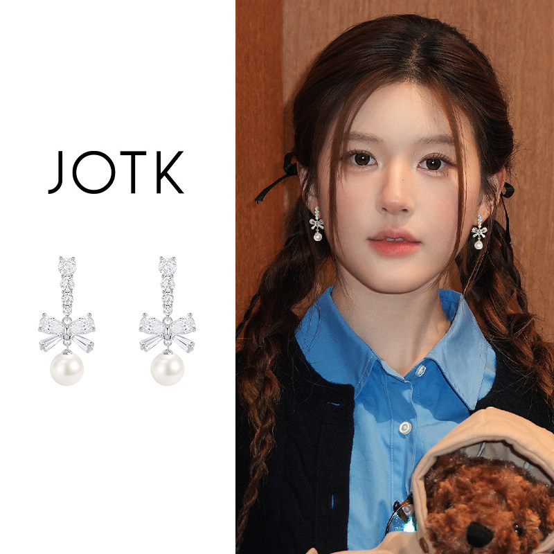 精致蝴蝶结银色耳环女士2025秋冬珍珠款耳坠设计师独特耳饰方圆脸,饰品/流行首饰/时尚饰品新,耳环,淘宝优惠券,粉丝福利购,淘宝优惠卷