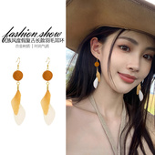 长款 羽毛耳环女士海边度假绝美耳坠设计感小众复古耳钩民族风耳饰