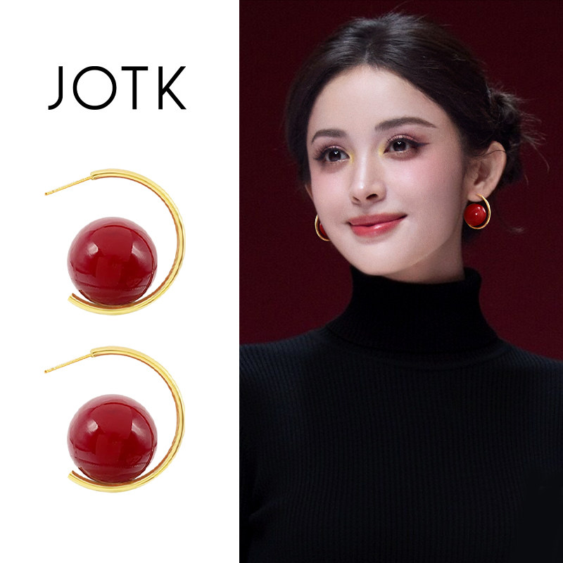 红色珍珠款耳环女2026新款爆款小众高级感耳钉复古轻奢设计感耳饰,饰品/流行首饰/时尚饰品新,耳环,淘宝优惠券,粉丝福利购,淘宝优惠卷