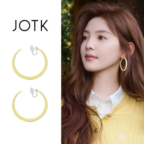 甜美奶黄色素圈蚊香盘耳夹女款