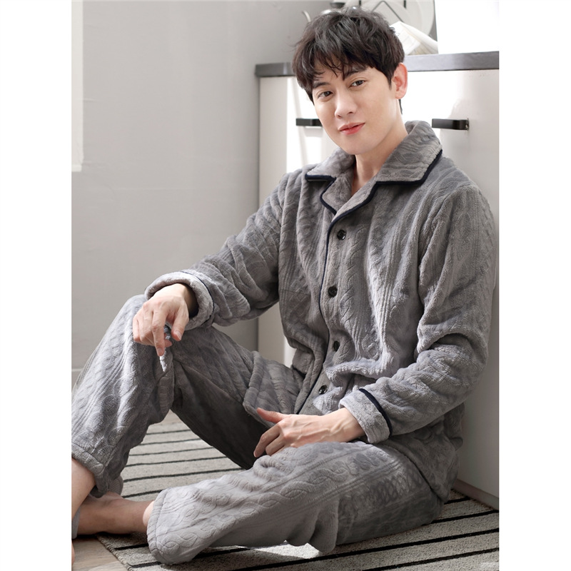 北极绒睡衣男士秋冬款冬季珊瑚绒加绒加厚保暖法兰绒家居服男款冬