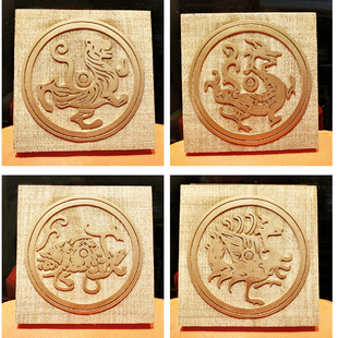 十二生肖雕版朱雀玄武木刻画定制材料包研学非遗手工DIY体验拓印
