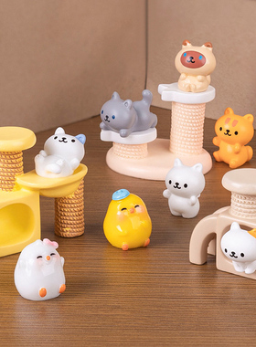 微景观小动物摆件可爱卡通树脂小猫桌面装饰创意手工摆设仿真宠物