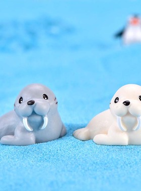 微景观生态瓶鱼缸小动物装饰可爱卡通海象创意摄影手工造景小饰品