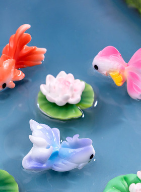 微景观卡通鱼摆件可爱树脂小动物创意手工鱼缸花盆装饰蛋糕摆设