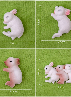 微景观兔子摆件可爱树脂小动物田园造景创意手工桌面多肉花盆装饰