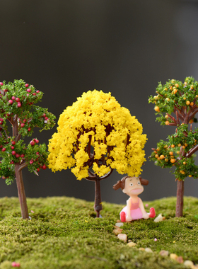 8款微景观花盆微观世界沙盘森林仿真树塑料小树创意手工田园装饰