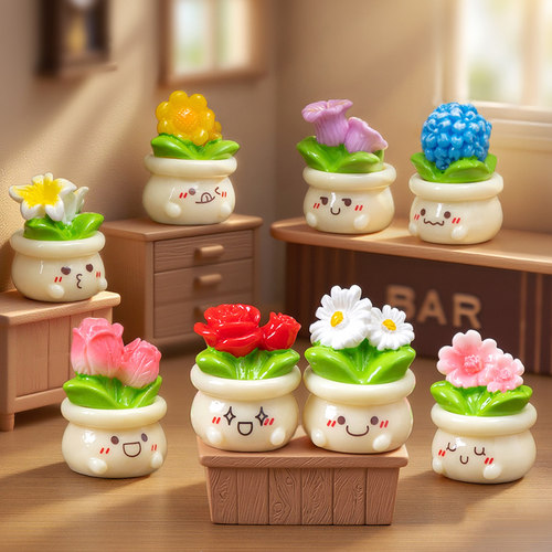 微景观仿真花盆车载桌面盆栽摆件