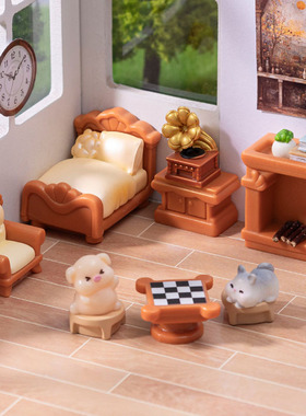 微景观卡通欧式家具摆件创意手工造景装饰迷你树脂小床沙发床头柜