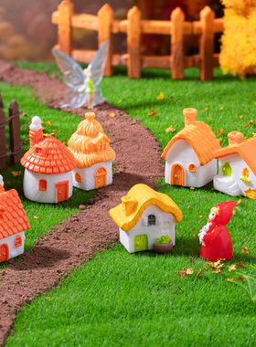 微景观创意田园农场小木屋摆件树脂可爱桌面花盆装饰微缩玩具房子