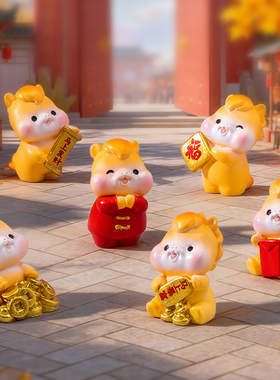 微景观小动物摆件可爱树脂小牛桌面摆设新年生肖创意手工蛋糕装饰