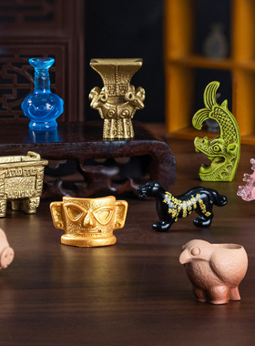 微景观创意树脂青铜仿文物摆件客厅办公桌面装饰品精美工艺品中式