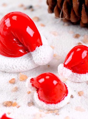 微景观创意生态瓶装饰小摆件迷你卡通圣诞帽圣诞场景摆设红色帽子