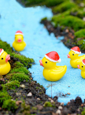 微景观小动物摆件创意摄影手工小饰品可爱圣诞小黄鸭蛋糕田园装饰