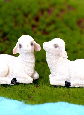 微景观盆栽多肉小羊摆件可爱小动物装饰仿真绵羊桌面花盆手工摆设