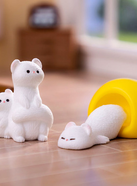 微景观小动物摆件树脂可爱小雪豹创意迷你手工造景饰品拍照小道具