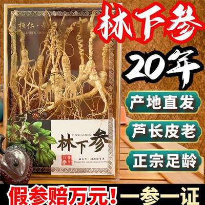 人参长白山林下参干货野山参老山参干人参20年煲汤泡酒参人参礼盒