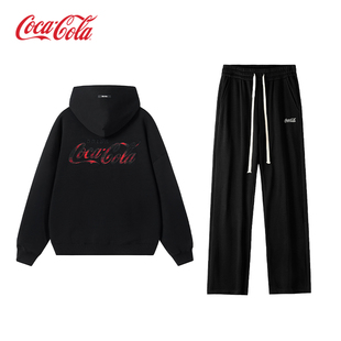 美式 秋冬款 休闲运动裤 Coca 男女同款 可口可乐 连帽卫衣套装 Cola