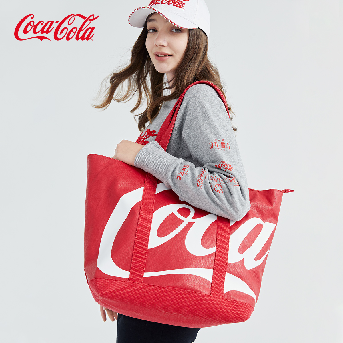 coca-cola可口可乐印花LOGO拎包