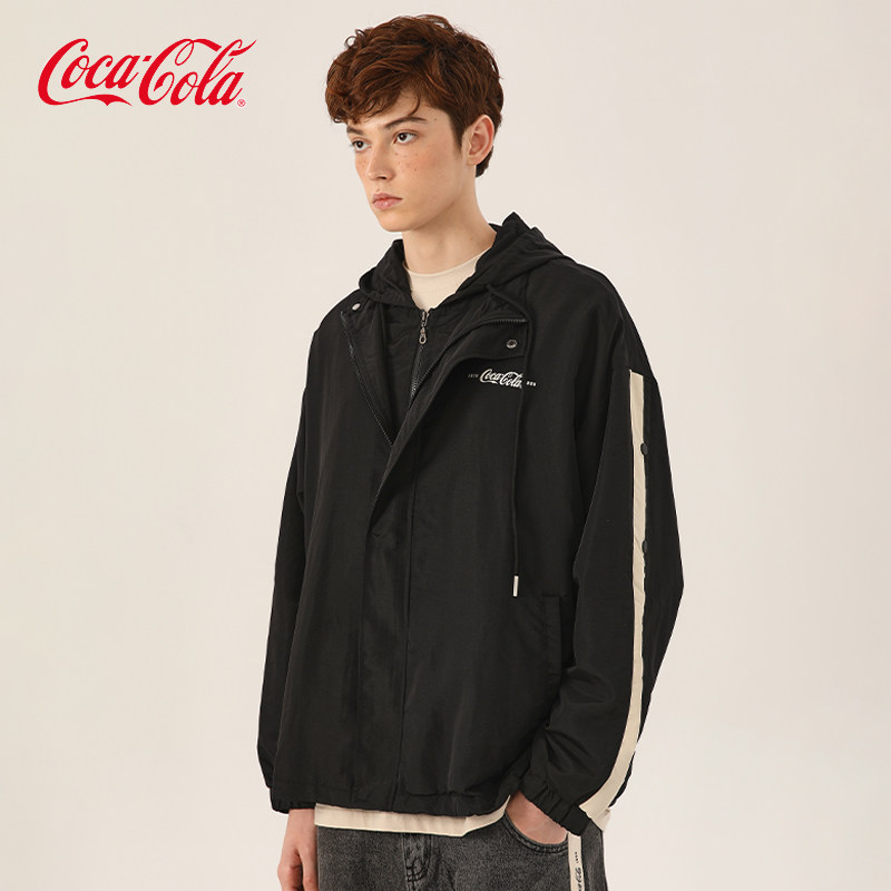 Coca-Cola/可口可乐 腰果花排扣 外套男秋冬款潮牌假两件