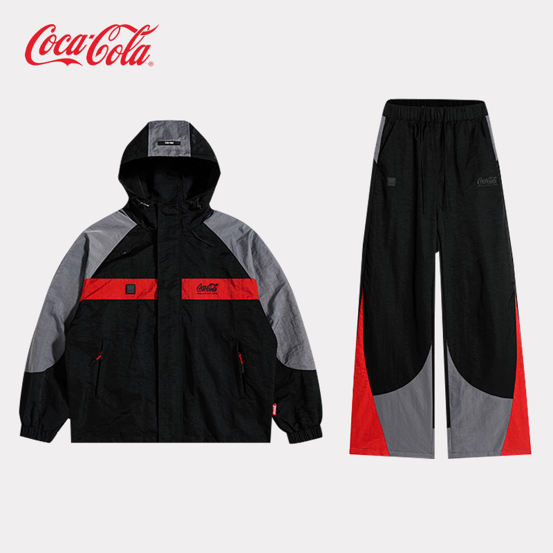 可口可乐连帽夹克休闲运动套装
